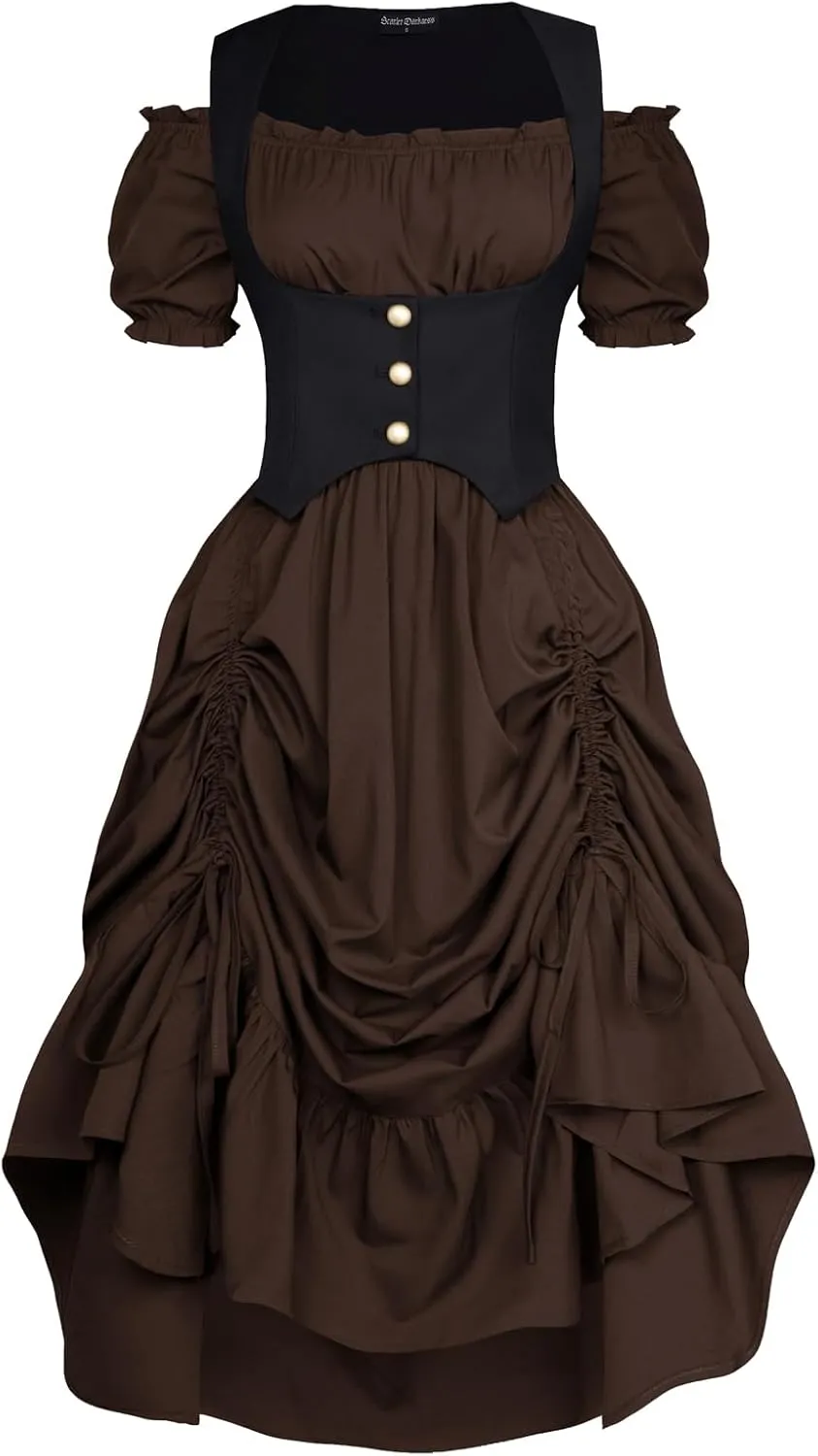 Scarlet Darkness Renaissance Costume Women Steampunk Dress Medieval Ren Faire Dress