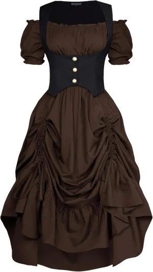 Scarlet Darkness Renaissance Costume Women Steampunk Dress Medieval Ren Faire Dress