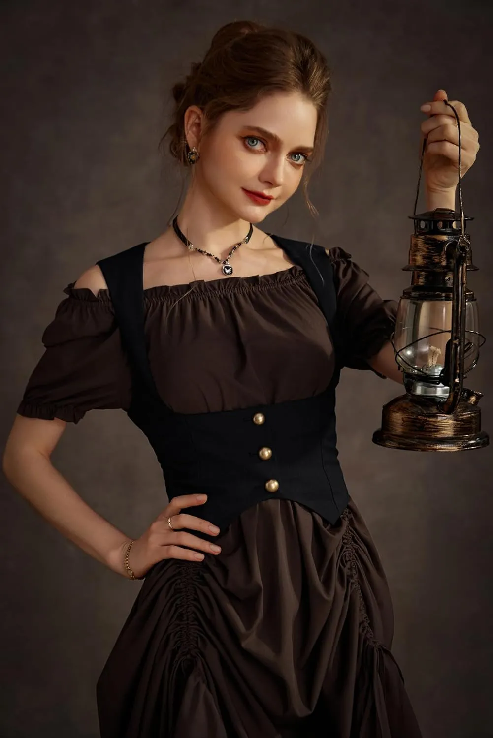 Scarlet Darkness Renaissance Costume Women Steampunk Dress Medieval Ren Faire Dress