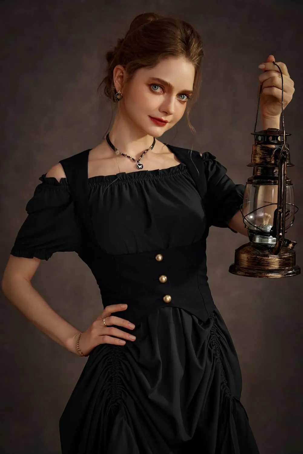 Scarlet Darkness Renaissance Costume Women Steampunk Dress Medieval Ren Faire Dress