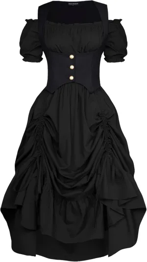 Scarlet Darkness Renaissance Costume Women Steampunk Dress Medieval Ren Faire Dress