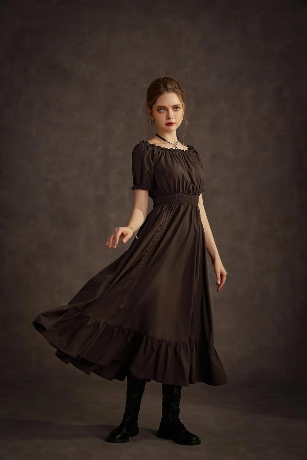 Scarlet Darkness Renaissance Costume Women Steampunk Dress Medieval Ren Faire Dress