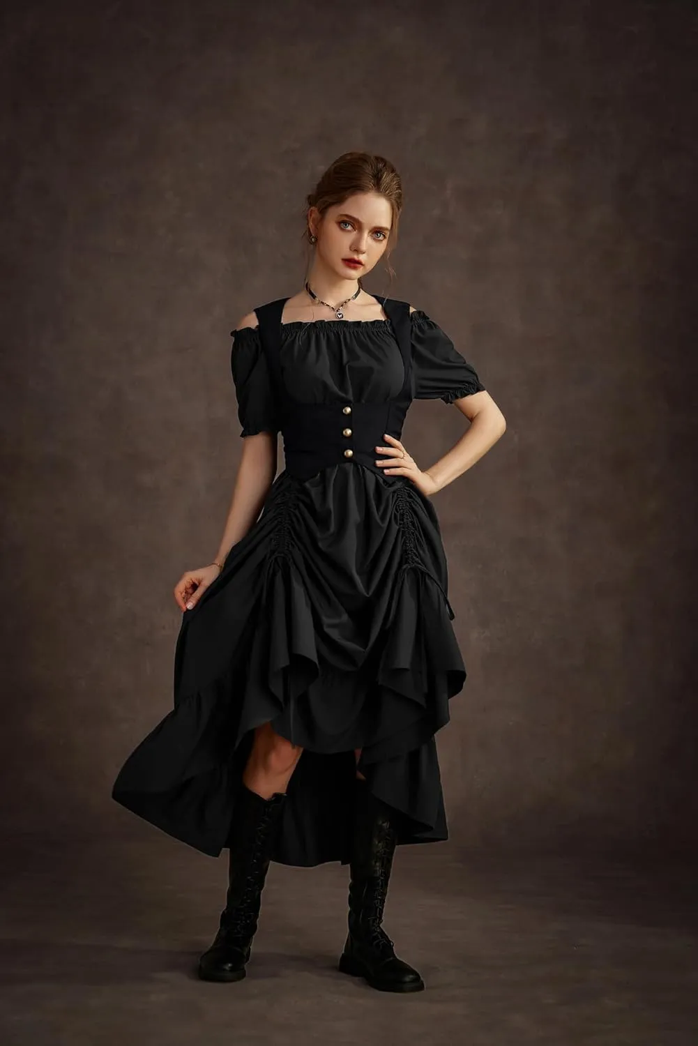 Scarlet Darkness Renaissance Costume Women Steampunk Dress Medieval Ren Faire Dress