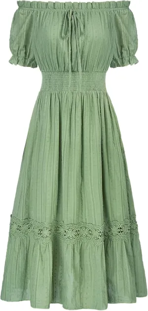 Scarlet Darkness Renaissance Dress for Women Embroidered Long Cottagecore Dresses