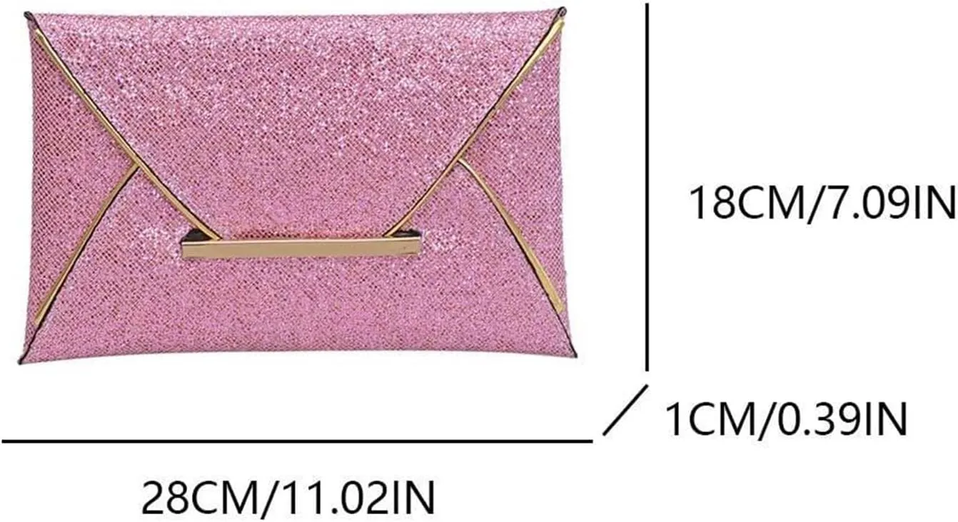 Sequin Evening Clutch Bag Women Glitter Party Bag Solid Color Sequins Evening Purse Elegant Bling Clutch Envelope Wristlet Bag Female Outdoor Wallet for PartyCocktail(Red)
