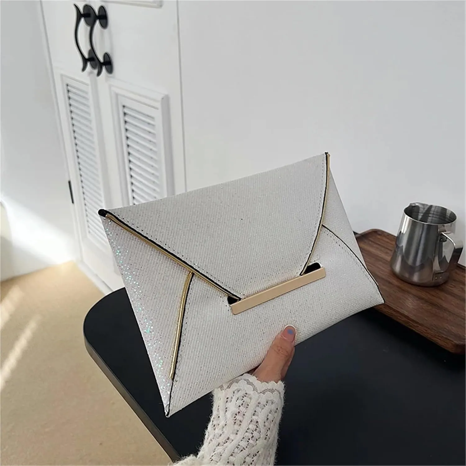 Sequin Evening Clutch Bag Women Glitter Party Bag Solid Color Sequins Evening Purse Elegant Bling Clutch Envelope Wristlet Bag Female Outdoor Wallet for PartyCocktail(Red)