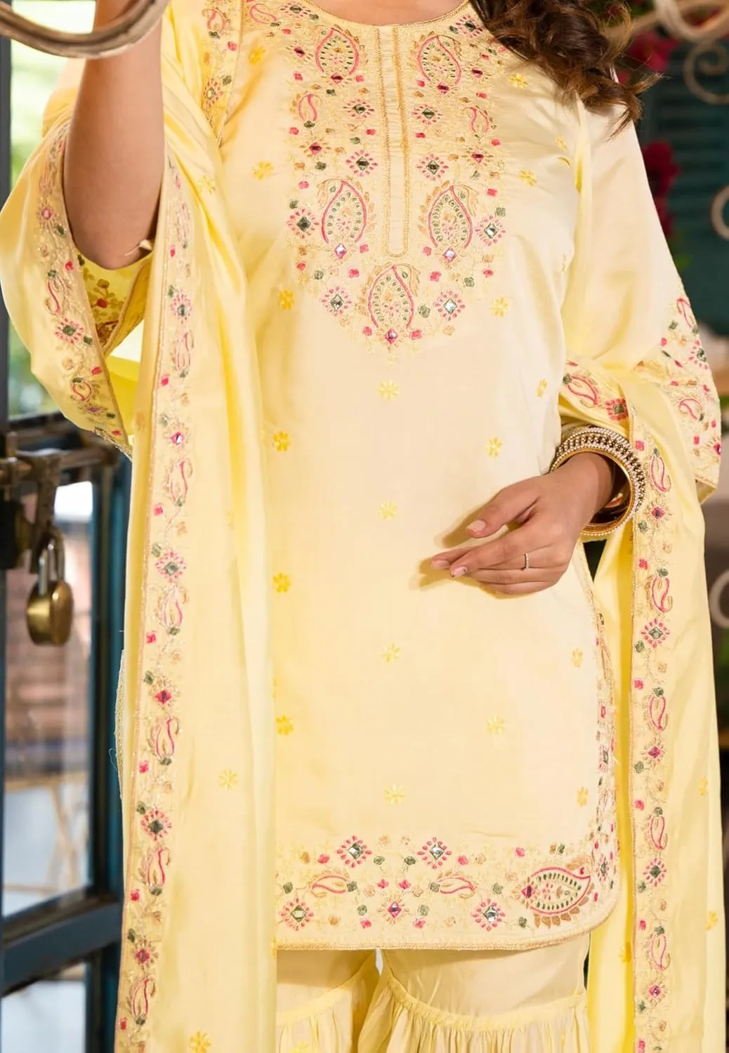 Sharara suit set-3 Pc kurti/kurta, pant, dupatta|indian dresses for women|salwar kameez ready to wear for parties