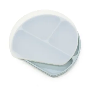 Silicone Non Suction Divided Plate With Lid (Dusk Blue)