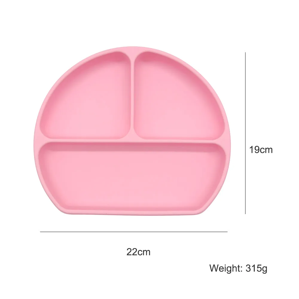 Silicone Non Suction Divided Plate With Lid (Mustard)