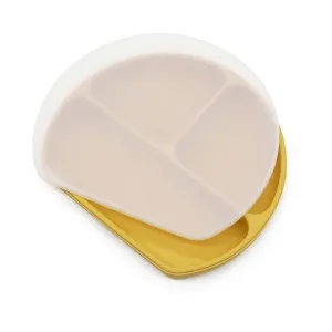 Silicone Non Suction Divided Plate With Lid (Mustard)
