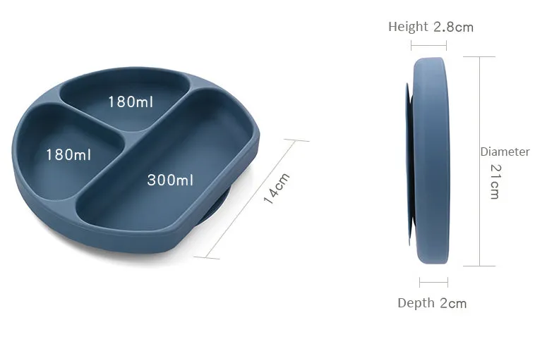 Silicone Suction Divided Plate With a Spoon (Dusty Rose)