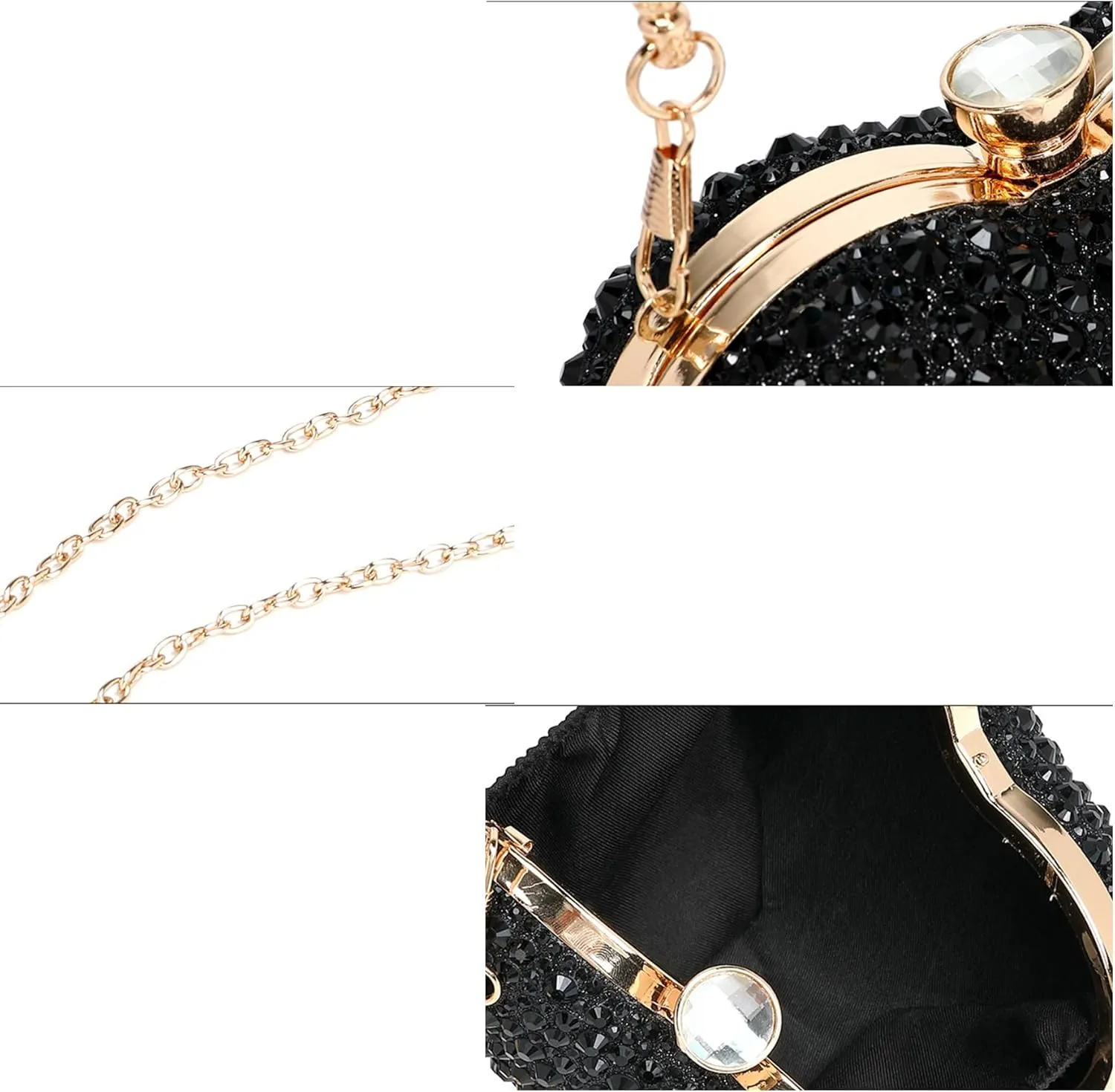 Sparkly Clutch Purses for Women Mini Heart Shape Rhinestone Evening Bag Crossbody Shoulder Bag Coin Handbags