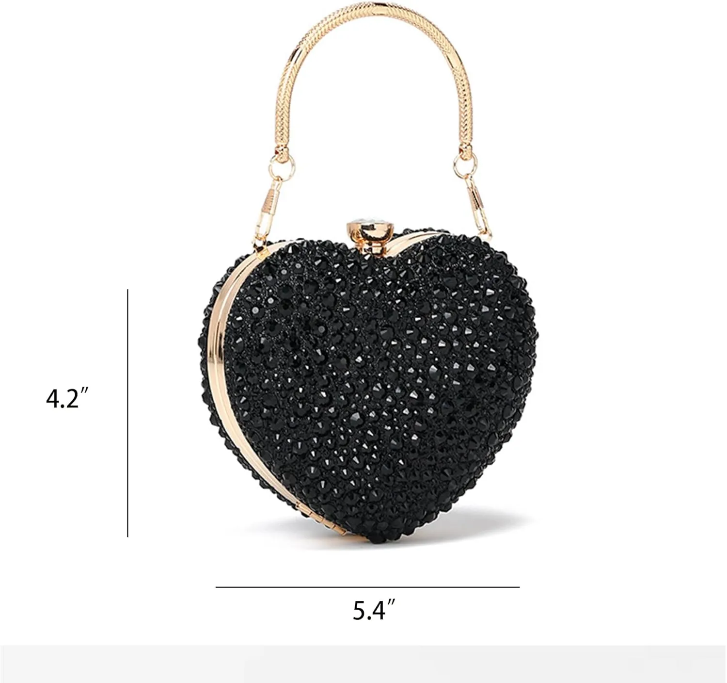 Sparkly Clutch Purses for Women Mini Heart Shape Rhinestone Evening Bag Crossbody Shoulder Bag Coin Handbags