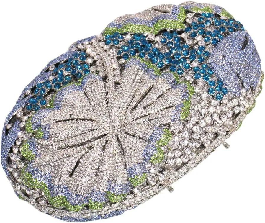 Sparkly Crystal Evening Clutch Luxury Flower Rhinestone Evening Bags Wedding Formal Party Handbags Purses