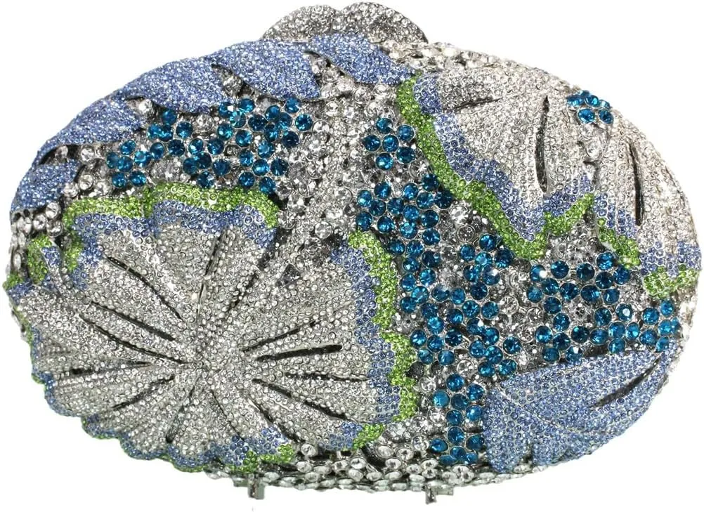 Sparkly Crystal Evening Clutch Luxury Flower Rhinestone Evening Bags Wedding Formal Party Handbags Purses