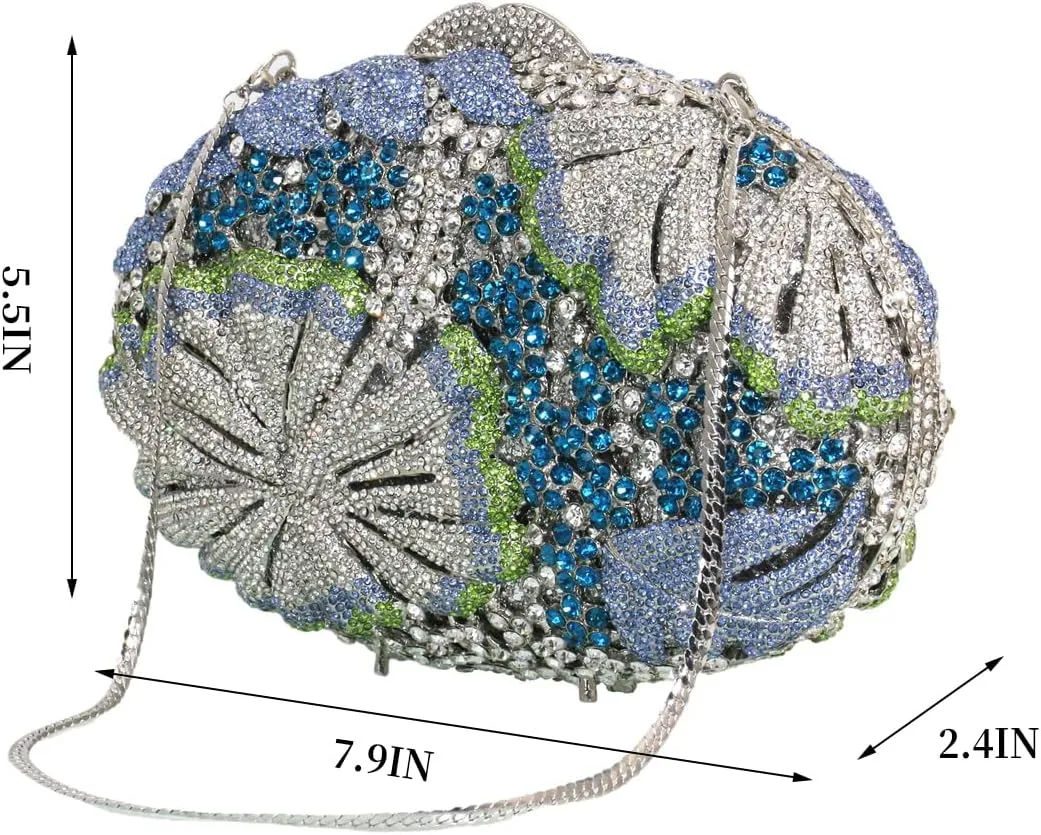 Sparkly Crystal Evening Clutch Luxury Flower Rhinestone Evening Bags Wedding Formal Party Handbags Purses