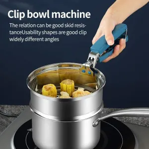 Stainless Steel Clip Bowl Clip Tray Bowl Holder Hair Claws Clip Kitchen Gadget Finger Stall Bowl Holder
