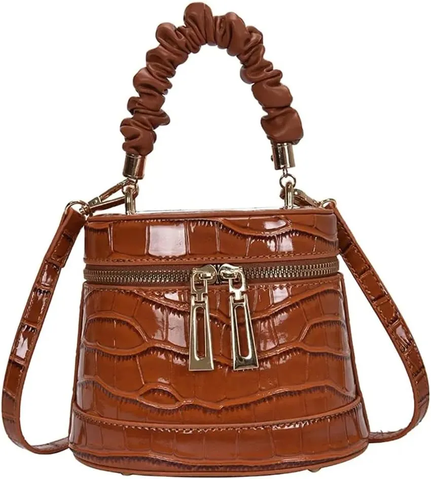 Stylish Leather Satchel Handbag for Women | Fashionable Cylinder Purse | Top Handle Crossbody Bag in Black