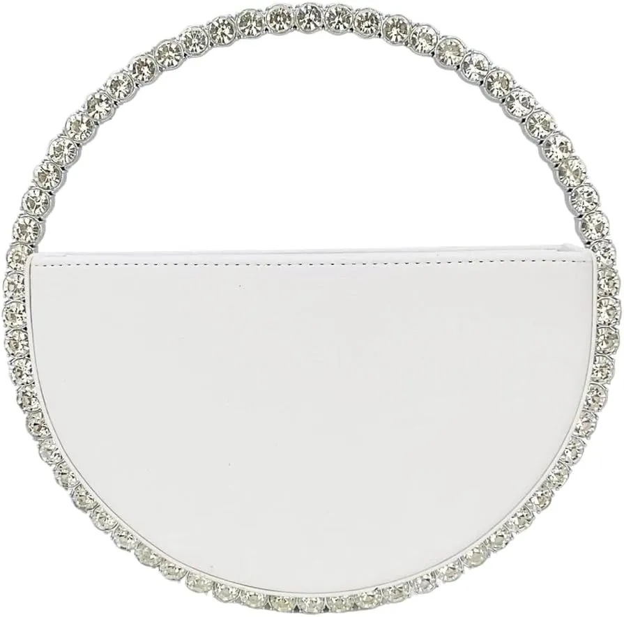Stylish Rhinestones Circle Clutch Purse For Ladies Elegant Women's Handbag Evening Bag For Cocktail Party Occasion