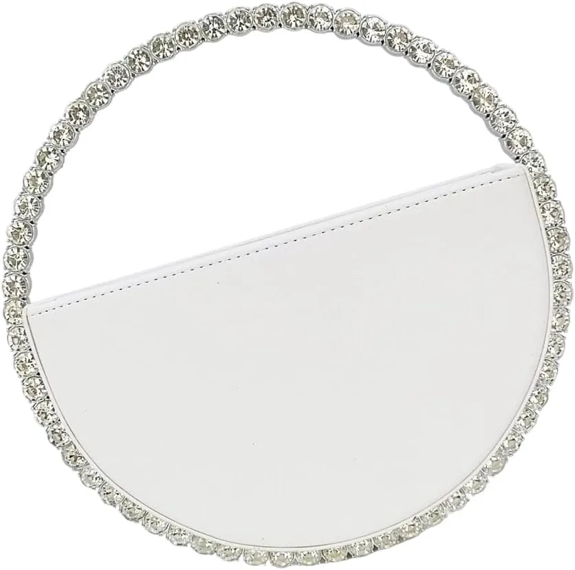 Stylish Rhinestones Circle Clutch Purse For Ladies Elegant Women's Handbag Evening Bag For Cocktail Party Occasion