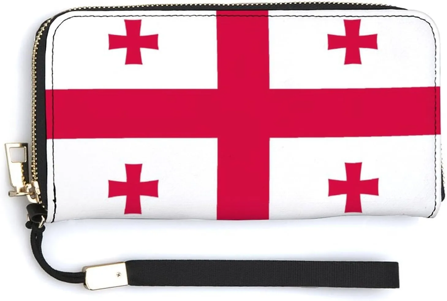 Stylish Women Men Zipper Long Purse Removable Wristlet PU Leather Wallet Travel Clutch, Georgia Flag