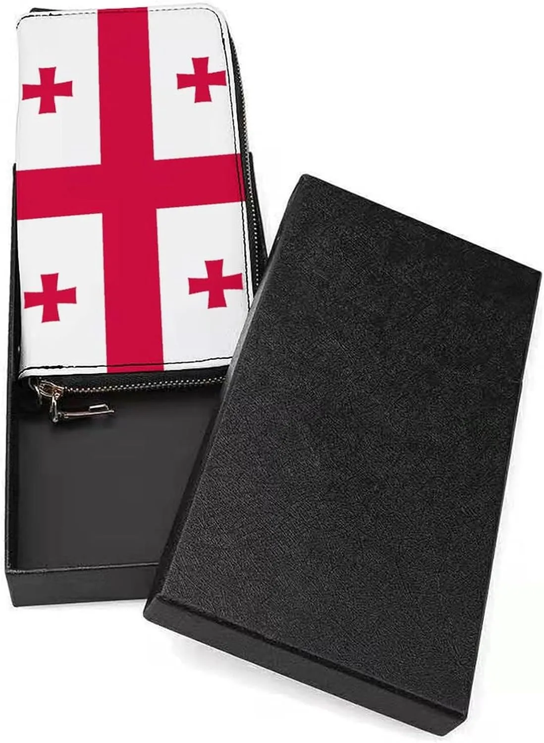 Stylish Women Men Zipper Long Purse Removable Wristlet PU Leather Wallet Travel Clutch, Georgia Flag