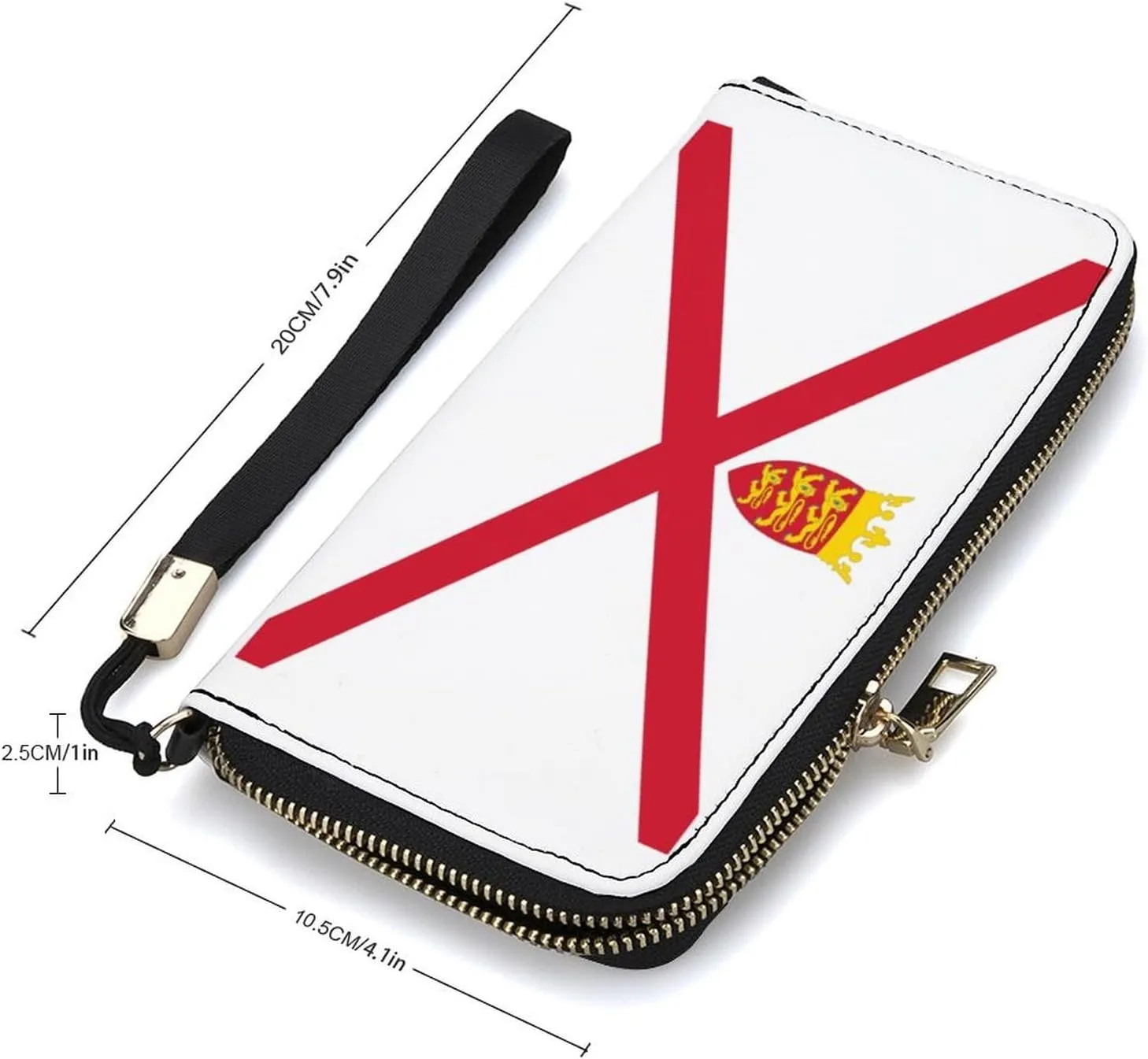Stylish Women Men Zipper Long Purse Removable Wristlet PU Leather Wallet Travel Clutch, Jersey Flag