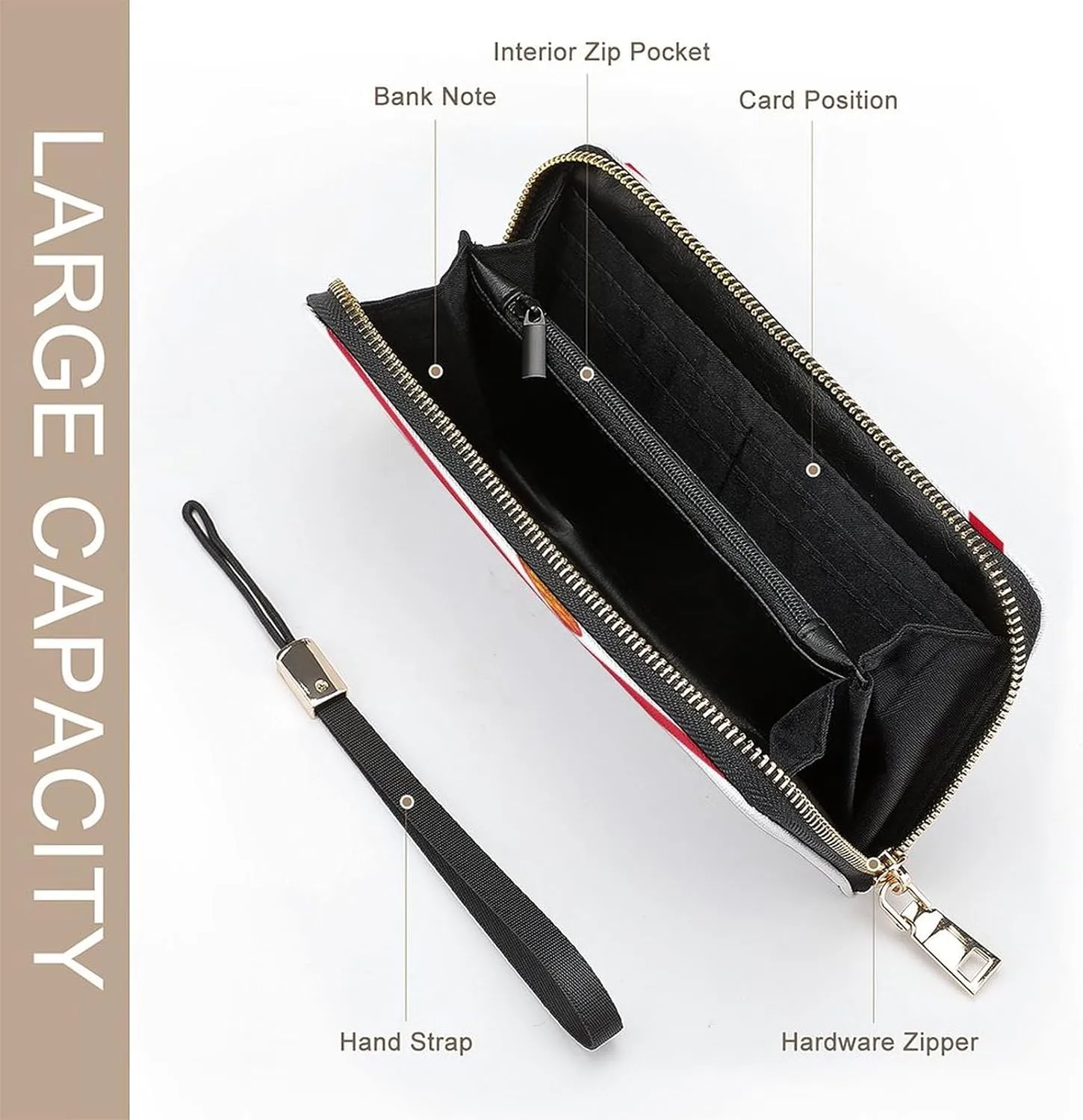 Stylish Women Men Zipper Long Purse Removable Wristlet PU Leather Wallet Travel Clutch, Jersey Flag