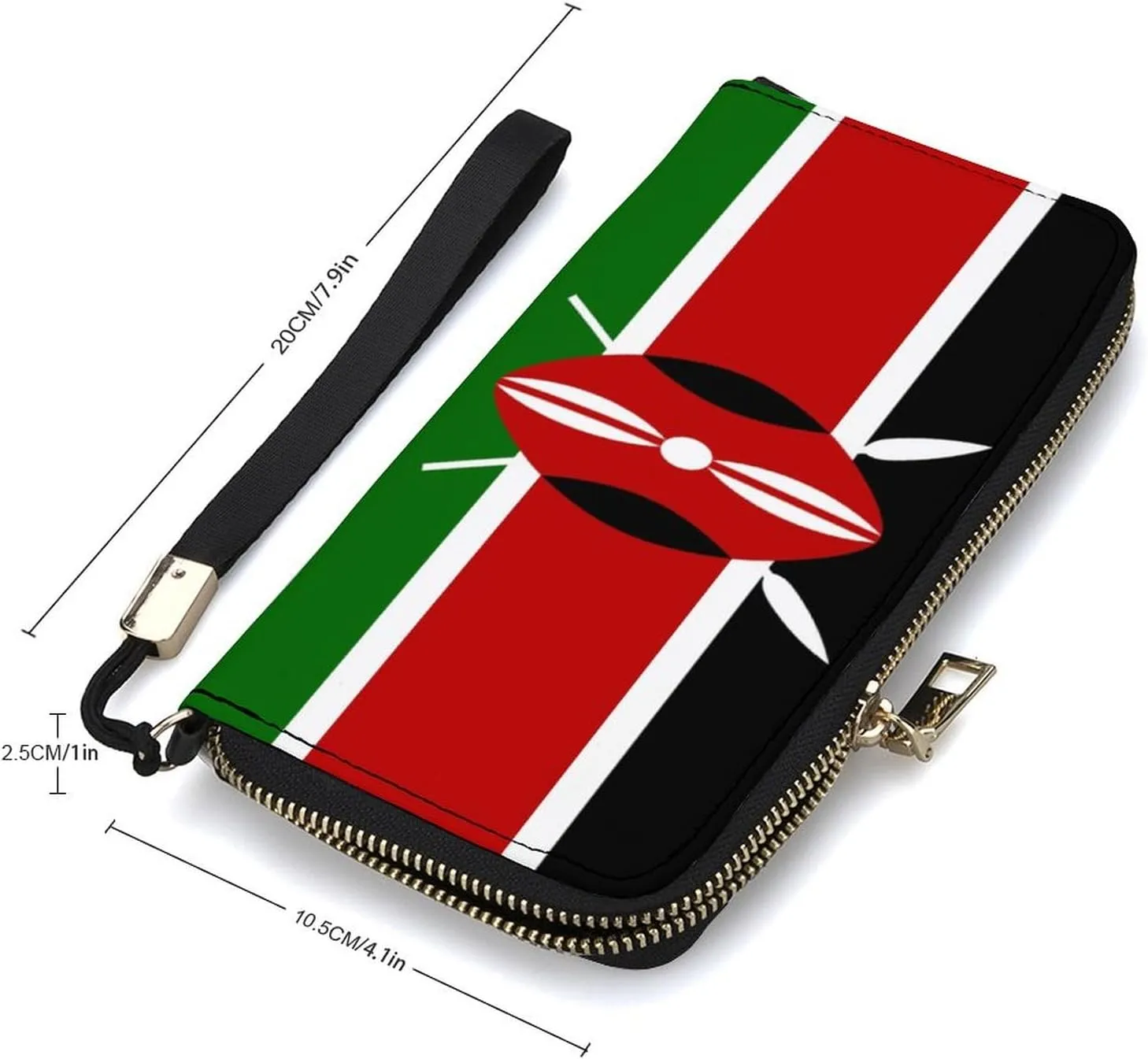Stylish Women Men Zipper Long Purse Removable Wristlet PU Leather Wallet Travel Clutch, Kenya Flag