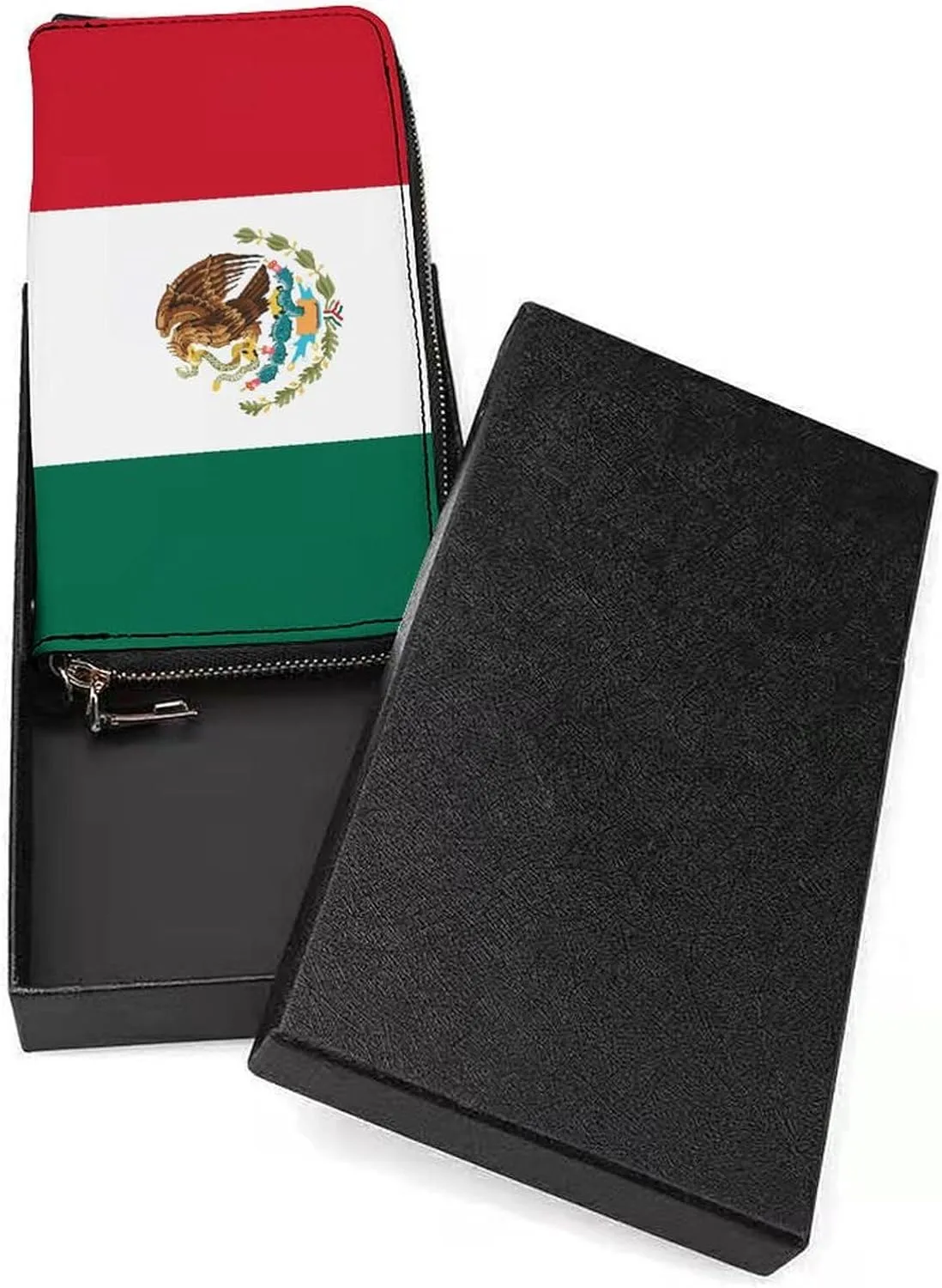 Stylish Women Men Zipper Long Purse Removable Wristlet PU Leather Wallet Travel Clutch, Mexican Flag