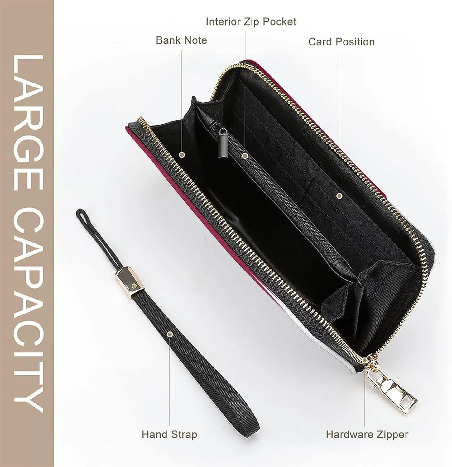 Stylish Women Men Zipper Long Purse Removable Wristlet PU Leather Wallet Travel Clutch, Qatar Flag