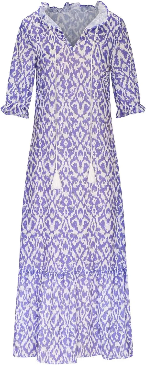 Summer Dresses for Women 2025 Boho Floral Print Long Dress Plus Size Maxi Sundress Flowy Beach Vacation Dress Outfits