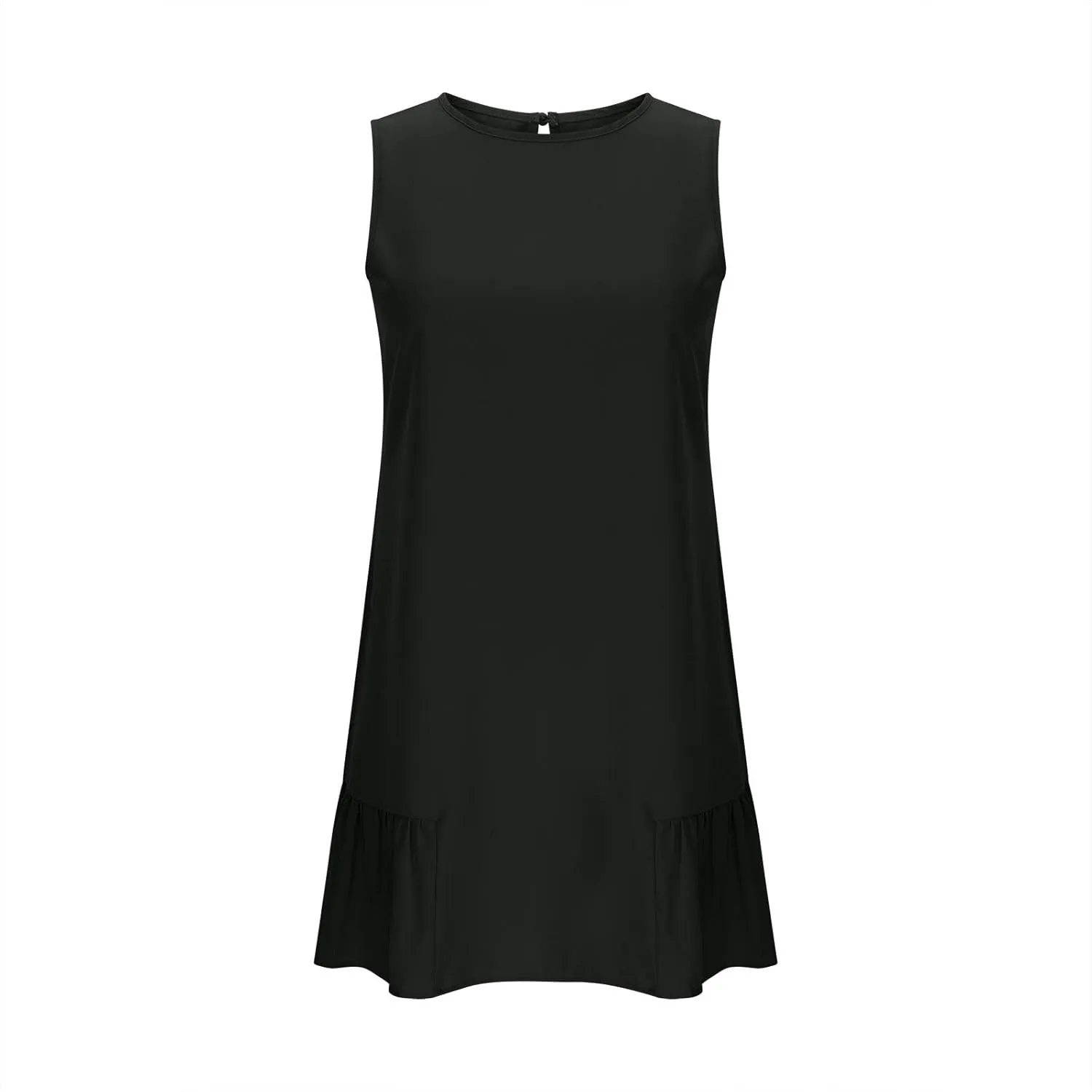 Sun Dresses for Women 2025 Vacation Summer Ruffle Crewneck Sleeveless Tank Mini Dress Shift Date Outfits