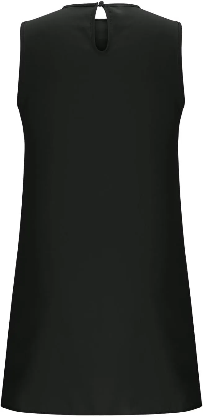 Sun Dresses for Women 2025 Vacation Summer Ruffle Crewneck Sleeveless Tank Mini Dress Shift Date Outfits