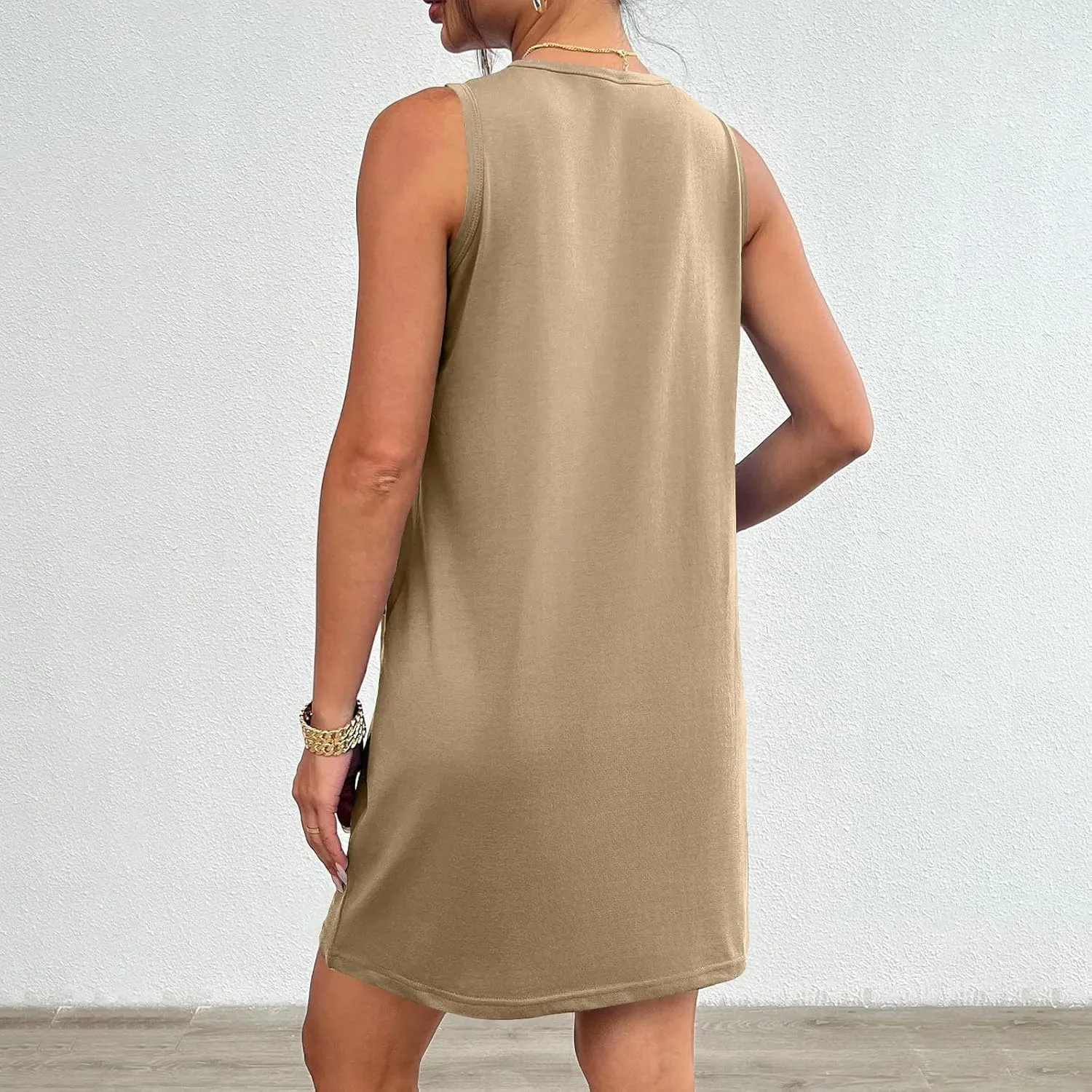 Sundresses for Women 2024 Casual Sleeveless Summer Tank Dress with Pockets Boho Beach Dress Vacation Swing Mini Dress