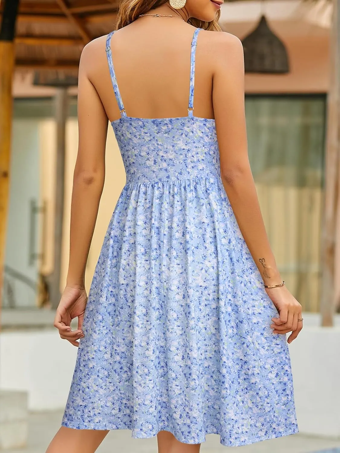 Sundresses for Women 2025 with Pockets Sleeveless Spaghetti Strap Aline Summer Dresses
