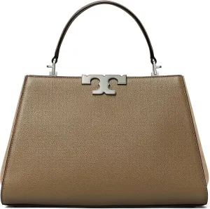 Tory Burch Women's Eleanor Pebbled Leather Satchel Handbag Wild Mushroom