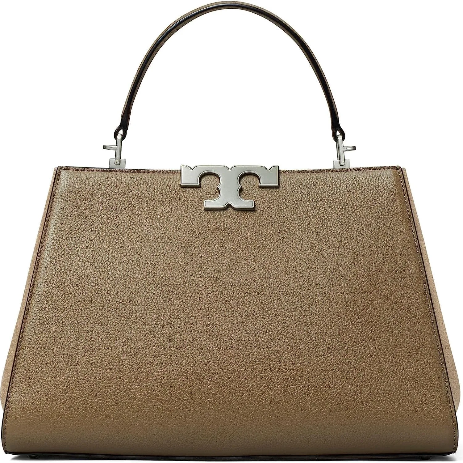 Tory Burch Women's Eleanor Pebbled Leather Satchel Handbag Wild Mushroom