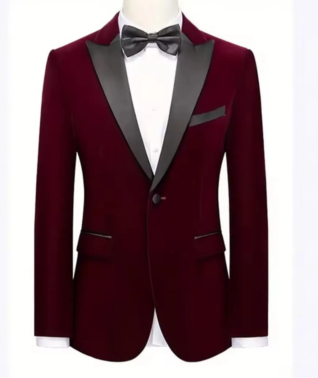 VENNYNG Men's Velvet Blazer Jacket for Winter One Button Stylish Coat for Groom and Groomsmen.