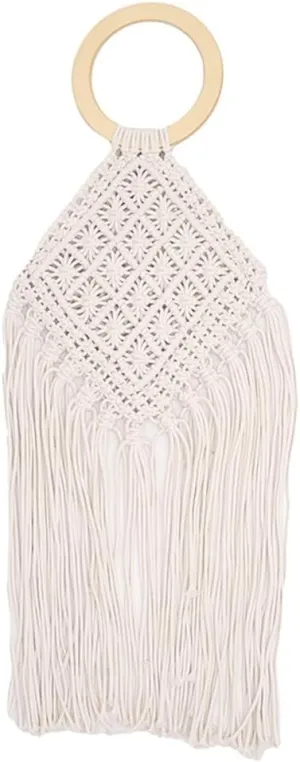 Vintage Beach Mesh Bag Ethnic Style Hobo Purse for Women Small Tote Handbag Bohemian Tassel Purses Clutch Bags for Summer