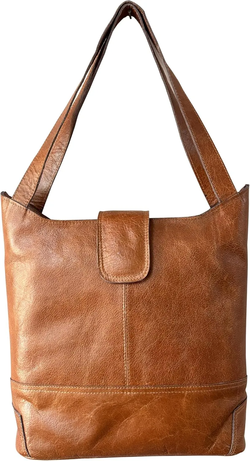 Vintage Leather Hobo Shoulder Bag, Large Tote Purse for Women, Tan Brown ST-122