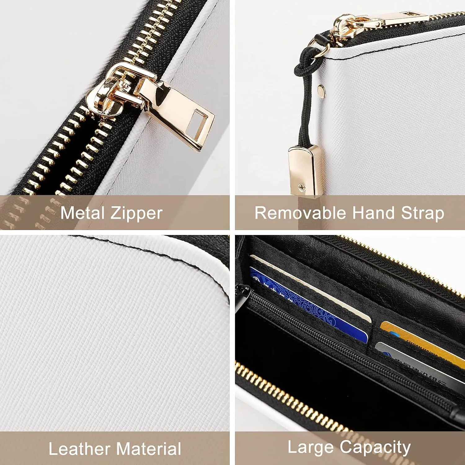 Vintage Universe, Nebula Night Starry Sky Rainbow Glittering Galaxy Long Clutch Wallet, Long Handbag with Removable Wristlet Strap, PU Leather Zip Purse, Credit Pass Case Card-Holder for Men Women