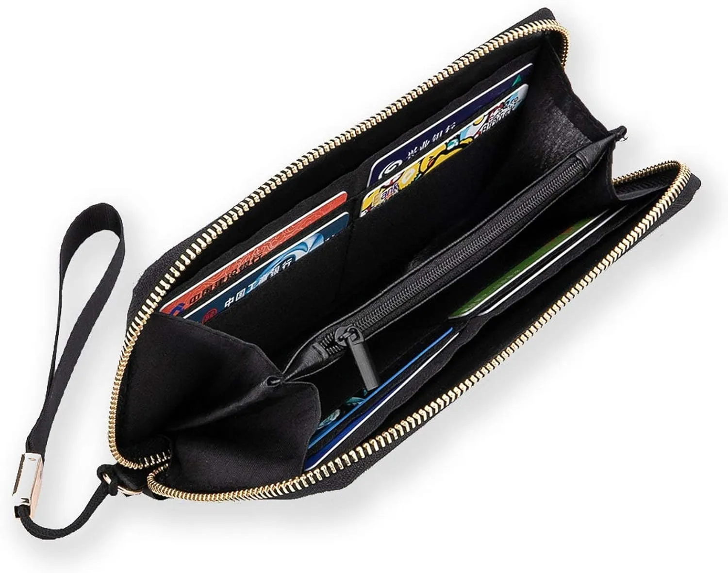 Vintage Universe, Nebula Night Starry Sky Rainbow Glittering Galaxy Long Clutch Wallet, Long Handbag with Removable Wristlet Strap, PU Leather Zip Purse, Credit Pass Case Card-Holder for Men Women