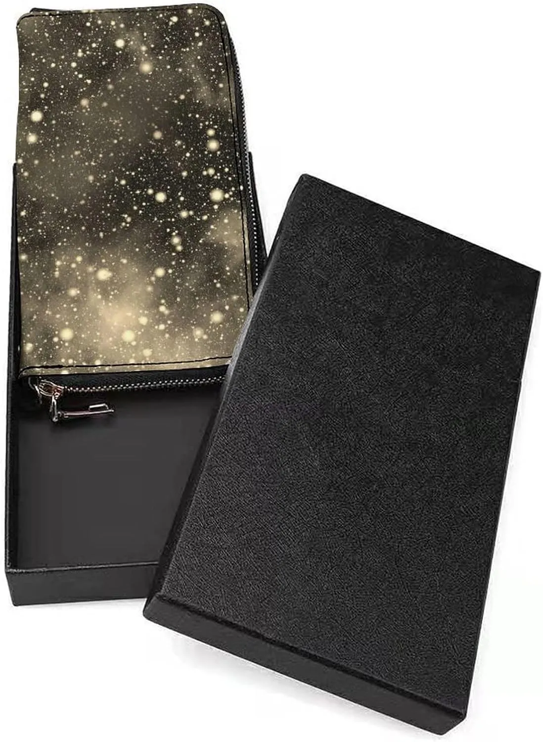 Vintage Universe, Nebula Night Starry Sky Rainbow Glittering Galaxy Long Clutch Wallet, Long Handbag with Removable Wristlet Strap, PU Leather Zip Purse, Credit Pass Case Card-Holder for Men Women