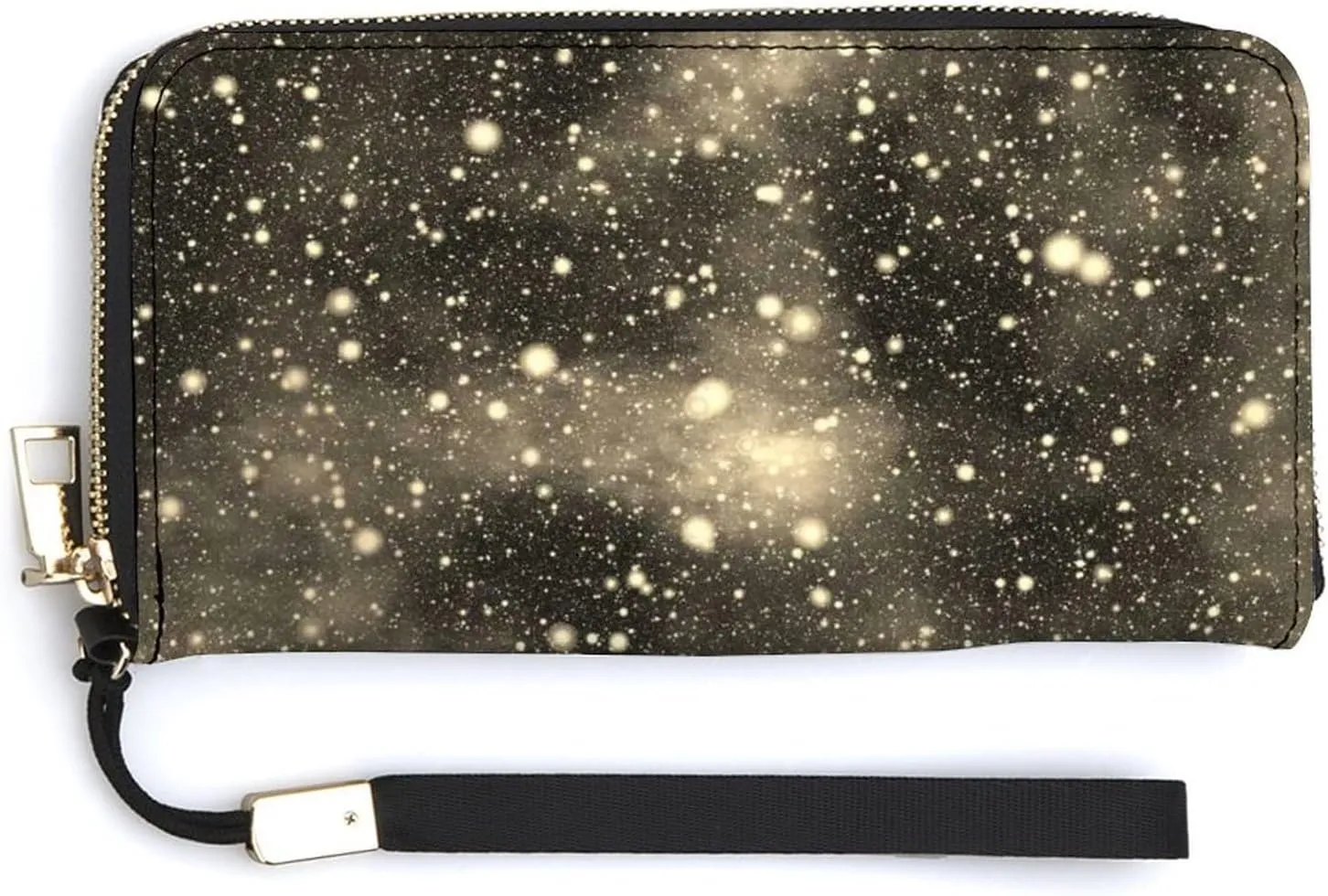 Vintage Universe, Nebula Night Starry Sky Rainbow Glittering Galaxy Long Clutch Wallet, Long Handbag with Removable Wristlet Strap, PU Leather Zip Purse, Credit Pass Case Card-Holder for Men Women