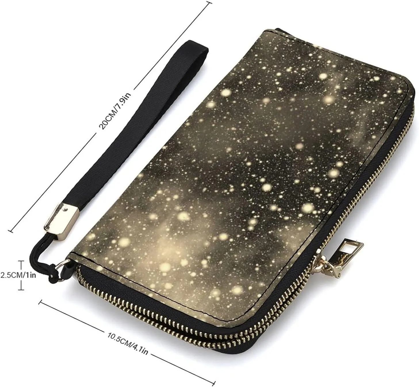 Vintage Universe, Nebula Night Starry Sky Rainbow Glittering Galaxy Long Clutch Wallet, Long Handbag with Removable Wristlet Strap, PU Leather Zip Purse, Credit Pass Case Card-Holder for Men Women
