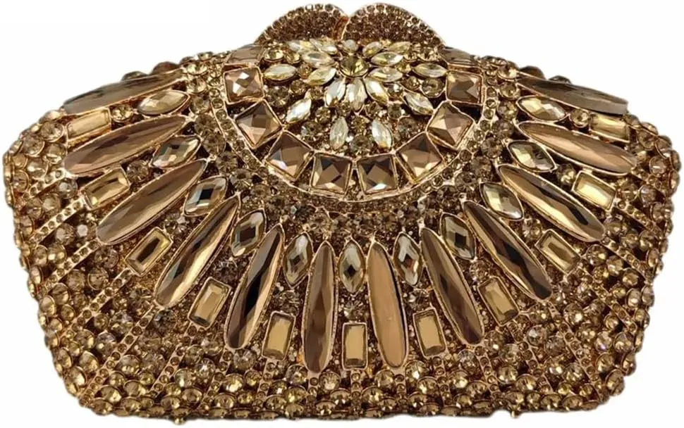 Vintage Women Crystal Evening Bags Sparkly Necklace Shape Rhinestone Handbag Clutch Wedding Party Shoulder Bag