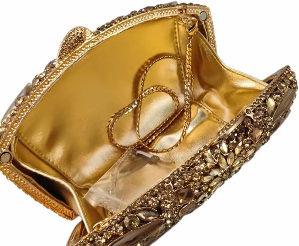 Vintage Women Crystal Evening Bags Sparkly Necklace Shape Rhinestone Handbag Clutch Wedding Party Shoulder Bag