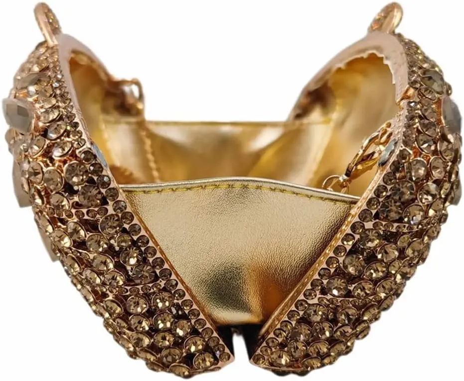 Vintage Women Crystal Evening Bags Sparkly Necklace Shape Rhinestone Handbag Clutch Wedding Party Shoulder Bag