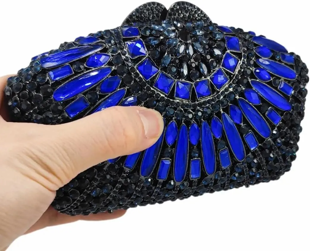 Vintage Women Crystal Evening Bags Sparkly Necklace Shape Rhinestone Handbag Clutch Wedding Party Shoulder Bag